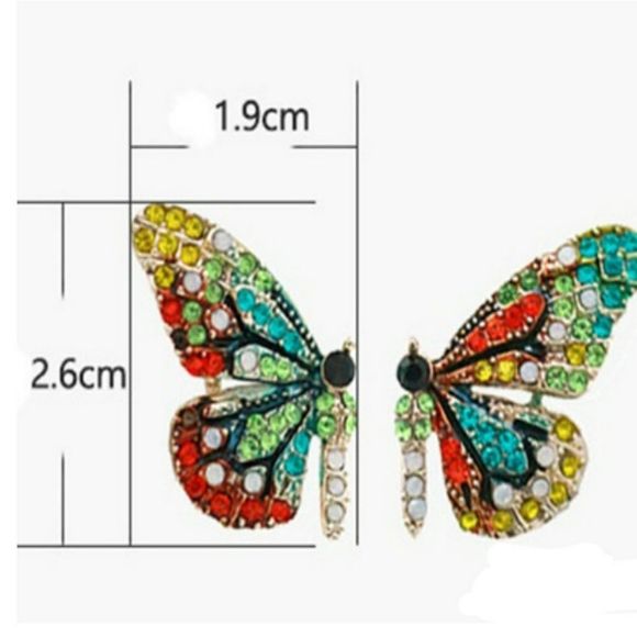 SEE MY OTHER BUTTERFLY WING EARRINGS Butterfly Wings Rhinestone Stud Earrings - Picture 5 of 9